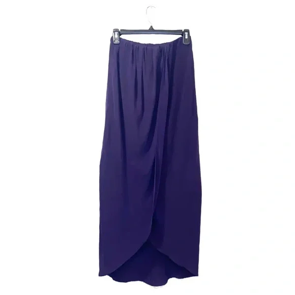 Olivaceous 100% silk layered plum maxi skirt - Picture 10 of 16